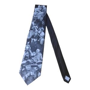 Ralph Marlin Mens Three Stooges Antics 1994 Black White Tie 55" Long